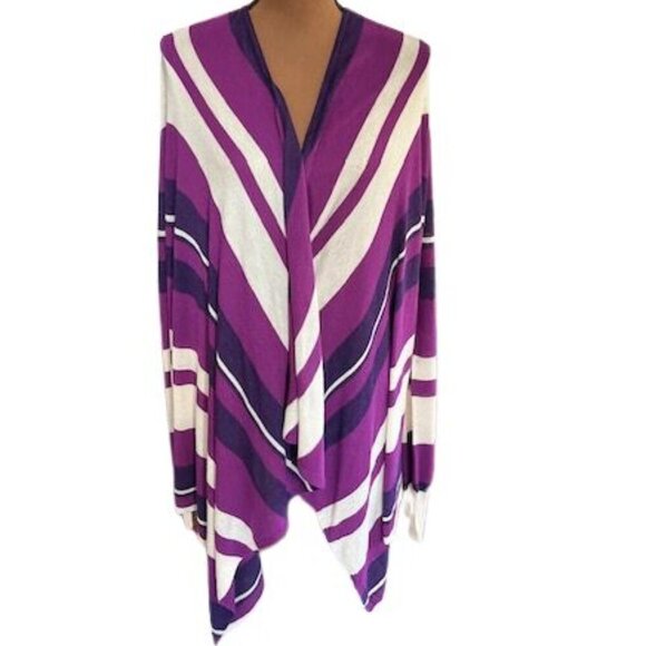 Lane Bryant Purple and White Open Wrap Cardigan – Size 14/16 – Like New! - Picture 1 of 8